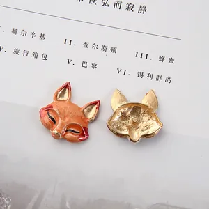 Breloques renard émaillées avec goutte d'huile orange et placage or pour bijoux DIY