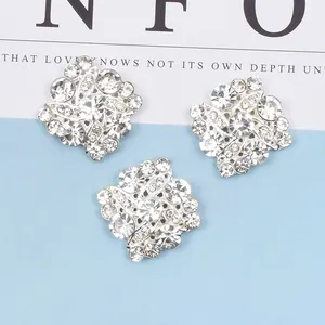Drei quadratische silberne Strass-Schnallen für DIY-Schmuck, Haarschmuck und Kleidung
