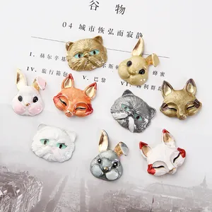 Breloques Tête d'Animal en Alliage d'Émail DIY Pour Accessoires de Cheveux Chaussures Sac Décoration Renard Lapin Chat Bijoux