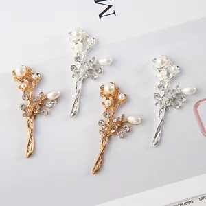 Legierung Zweig Blatt Schmuckherstellung Zubehör Mit Kunstperlen Strass Für DIY Haarnadeln Broschen Vintage Stil Damen Schmuck Teile