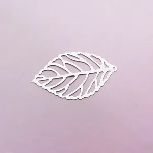 Silver hollow leaf metal pendant for DIY hair accessories and traditional craft jewelry