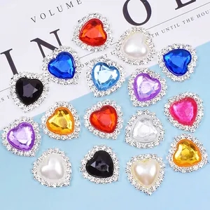 Accessoires de Bijoux en Alliage de Strass en Forme de Cœur pour Décoration de Cheveux de Mariage DIY Bouton de Fleur