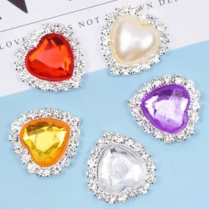 Pendentifs cœurs scintillants en strass et perles pour bijoux DIY et accessoires cheveux