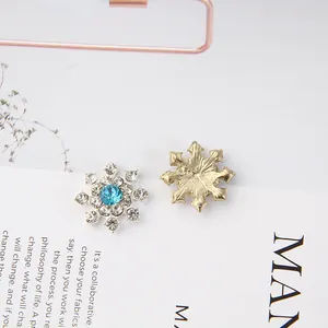 Blue rhinestone snowflake DIY buttons for hair accessories and craft jewelry decoration