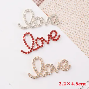 Diamond LOVE alphabet alloy charms in gold and silver finish for DIY crafts 2.2x4.5cm