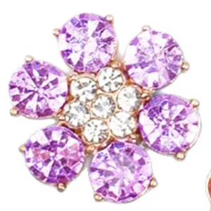 Ciondolo a fiore in cristallo viola a sei petali con base in metallo oro rosa DIY