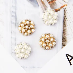 Vintage Alloy Flower Star Pearl Rhinestone DIY Jewelry Accessories For Hairpins Brooches Craft Making Gold Silver Buttons