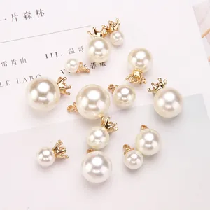 Elegant crown pearl charms for DIY earrings and jewelry making with gold alloy finish