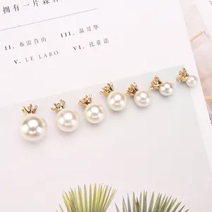 Golden crown pearl charms in seven sizes for DIY jewelry and hair accessories