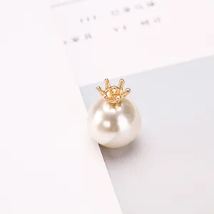 Cream pearl charm with golden crown cap for DIY jewelry making earrings and bracelets