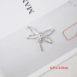 Libellule en alliage argenté pour éventails de mariée et accessoires DIY, 4.8 x 5.0cm