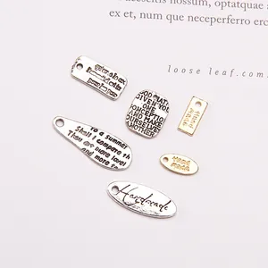 Colgantes DIY de metal plateado antiguo y dorado con poesía inglesa grabada para joyas