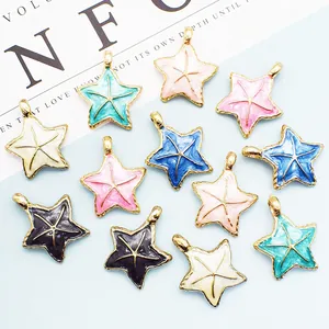 Colgantes de Estrella de Mar de Aleación Esmaltada DIY Chapados en Oro Tema Marino Charms para la Fabricación de Joyas Artesanías Hechas a Mano