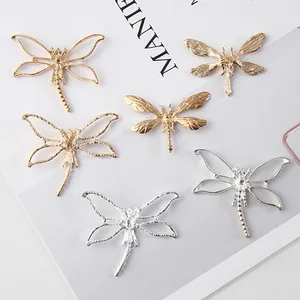 Breloques Libellule en Alliage pour Bijoux DIY Accessoire Cheveux Mariée Style Ancien Décoration Éventail Or Argent Relief
