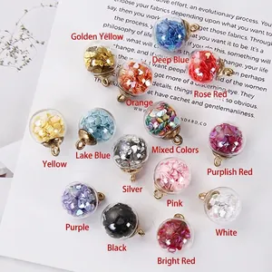 Transparent glass ball heart pendants with colorful sequins for DIY jewelry making