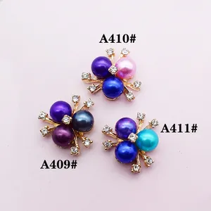 Three-color pearl and rhinestone flower alloy accessories for DIY hair jewelry