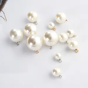 Pendentifs perles polis avec boucles en métal doré et argenté pour bijoux DIY