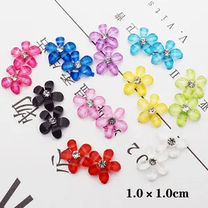 Fiori colorati in resina da 10mm con cristallo centrale per nail art e cover per cellulari