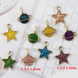 Colorful enamel star and planet alloy pendants for DIY jewelry making and accessories