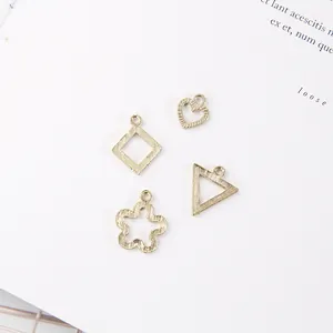 Light gold geometric charms with brushed metal texture for DIY jewelry making and crafts