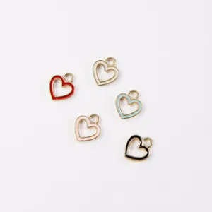 DIY colorful heart pendants with gold-plated edges for handmade jewelry sets