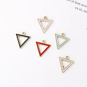 Five-color enamel triangle alloy charms for DIY jewelry making in various vibrant colors