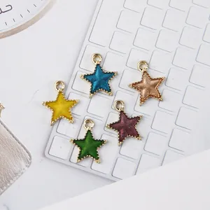 Star-shaped colorful enamel alloy charms with gold metal edges for DIY jewelry making