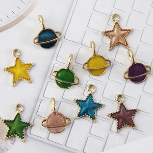 Enamel Alloy Planet Star Charms For DIY Jewelry Making Bracelet Necklace Pendants Cosmic Galaxy Accessory Glitter Drip Oil