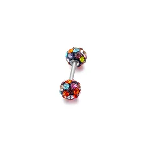 Roestvrijstalen Dubbele Bol Oorknopjes Volledig Strass Ingelegde Klei Shamballa Piercing Sieraden Voor Vrouwen Mannen Decoratie