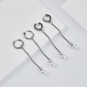 Minimalistische Edelstahl Lange Quastenohrringe Ohrenclip Ohrmanschette Ohne Piercing Künstliche Perlen Damen Einfacher Schmuck Geschenk