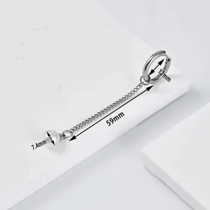 Detailansicht der Perlenohrringe mit Quasten und Maßen von 59mm Länge und 7.4mm Perle