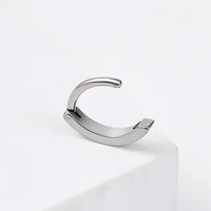 Polished silver stainless steel hinged belly button ring with glossy mirror finish