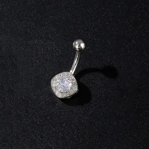 Detailed view of butterfly belly ring with sparkling zircon and silver polished finish