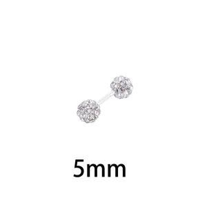 S925 Sterlingsilber Ohrstecker mit doppelseitigen 5mm Kristallkugeln und Pavé-Fassung