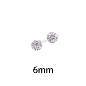 S925 Sterling Silber Doppel-Kugel Shambhala Ohrstecker mit 6mm weißem Kristall-Pavé