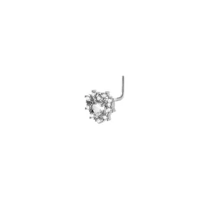 Piercing al naso a L in argento con zircone a cuore e alone di cristalli scintillanti