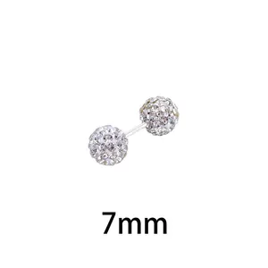 S925 Sterling Silber Shamballa Ohrstecker mit 7mm funkelnden Kristallkugeln