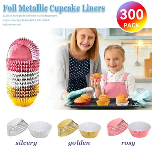 Μεταλλικές Θήκες για Cupcakes από Αλουμινόχαρτο Αδιάβροχο Χαρτί Ψησίματος για Muffin Κέικ Πάρτι Γάμος Διακοσμητικό Περικάλυμμα