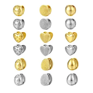 Mode Kupfer Huggie Ohrringe Mit Stern Herz Muster Poliert Gold Silber Plattiert Piercing Schmuck Für Damen Herren