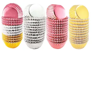 Μεταλλικές θήκες για cupcake από αλουμινόχαρτο σε κόκκινο, ασημί, ροζ και χρυσό