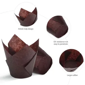 Künstlerische Tulpen-Backförmchen aus fettbeständigem Papier für Muffins und Cupcakes