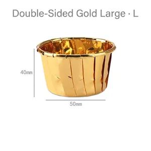 Golden double-sided aluminum foil cupcake liners 50mm base for baking muffins