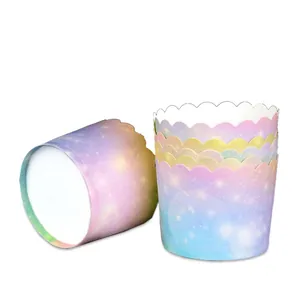 Starry sky gradient cupcake liners with scalloped edges for festive baking and parties