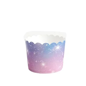 50pcs gradient starry sky greaseproof muffin cupcake liners with scalloped edges