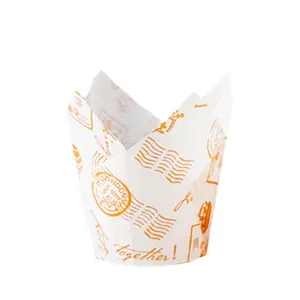Moldes de tulipán para muffins con diseño de sello postal retro y papel antigrasa