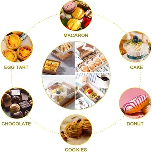 Detailed view of clear lids and brown paper bases for versatile dessert packaging boxes