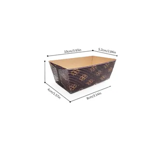 Rectangle corrugated paper baking molds with floral patterns, 8x4x4cm size guide