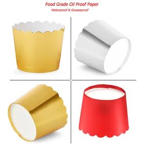 Metalen Cupcake Vormpjes Muffin Vormen Bakpapier Hittebestendig Vetvrij Goud Zilver Rood Bruiloft Feest Decoratie