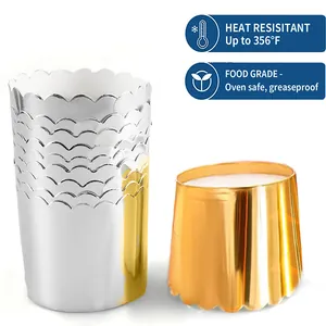 Hittebestendige goud en zilver metallic cupcake vormpjes voor ovenveilig bakken