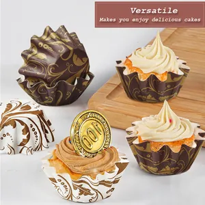 Vintage Floral PE Coated Paper Cupcake Liners Greaseproof Heat Resistant Muffin Baking Cups For Dessert Cake Decorating